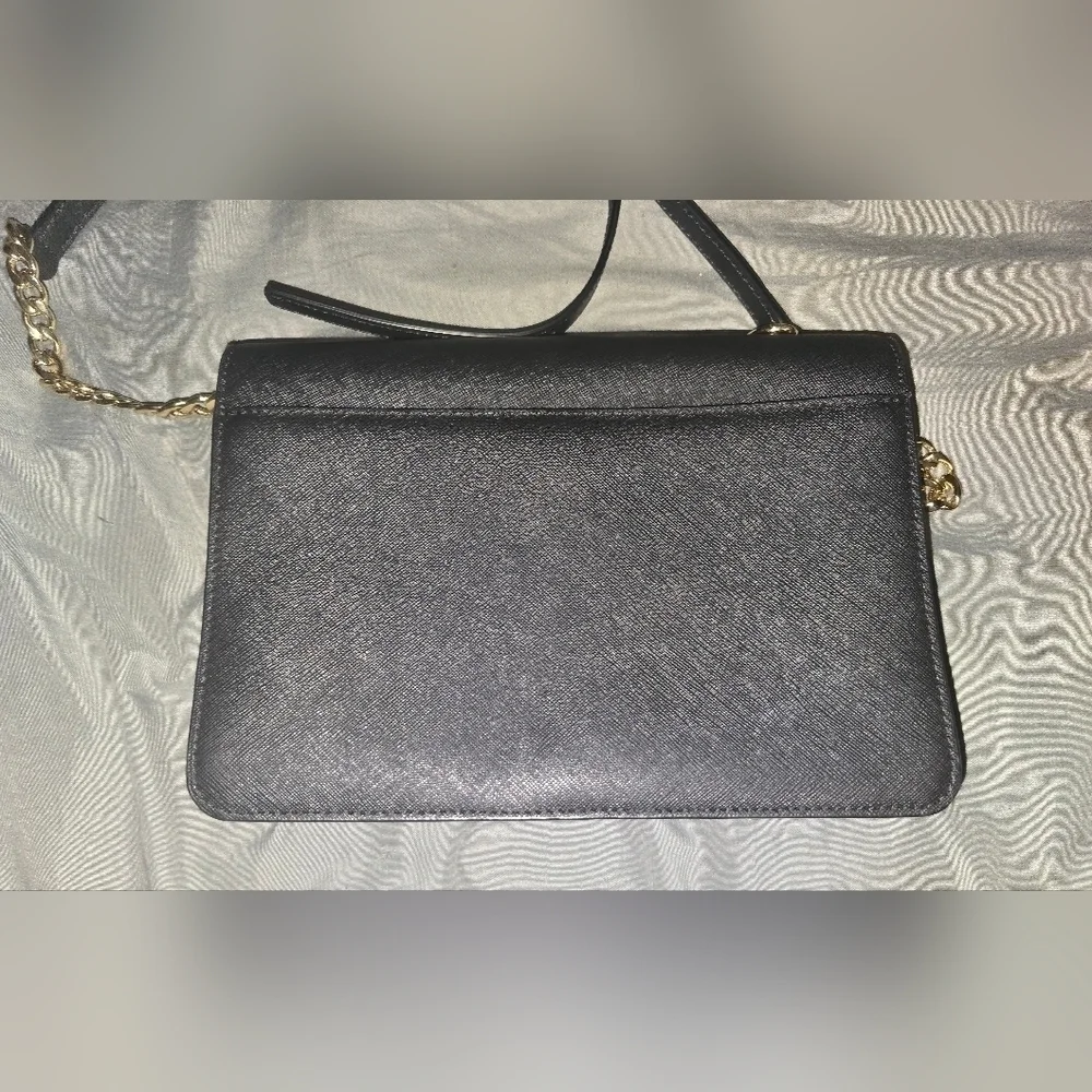 NWT - Michael Kors Black Saffiano Leather Crossbody Bag With Chain